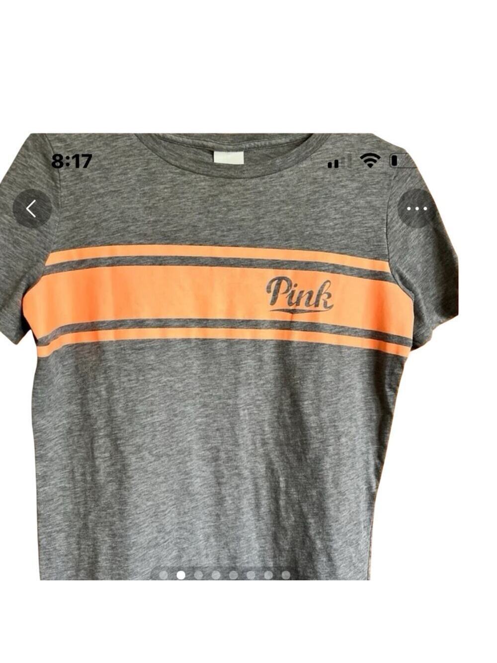 PINK by Victoria's Secret Gray Crewneck Short Sleeve T-Shirt Women's size S